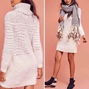 ANTHROPOLOGIE Sleeping On Snow Eyelash Fuzzy Sweater Dress NO SLIP